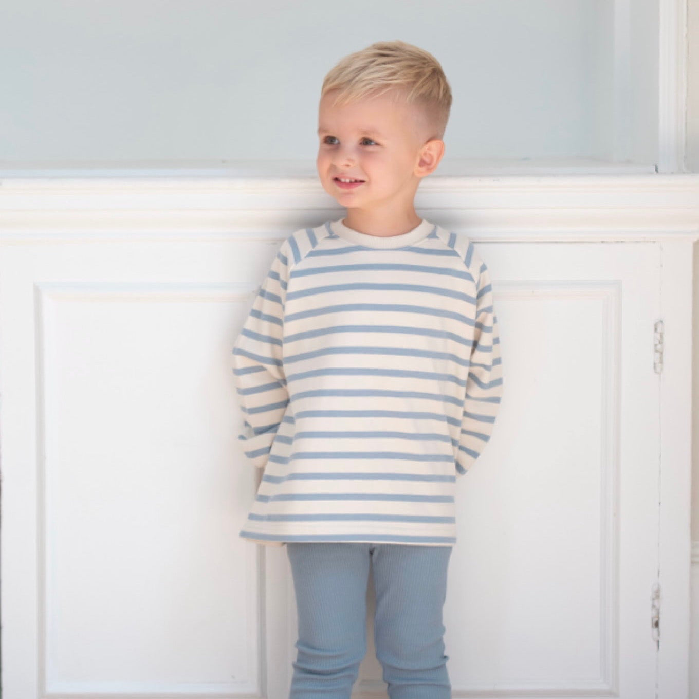 Cotton Sweatshirt - Cornflower Blue Stripe