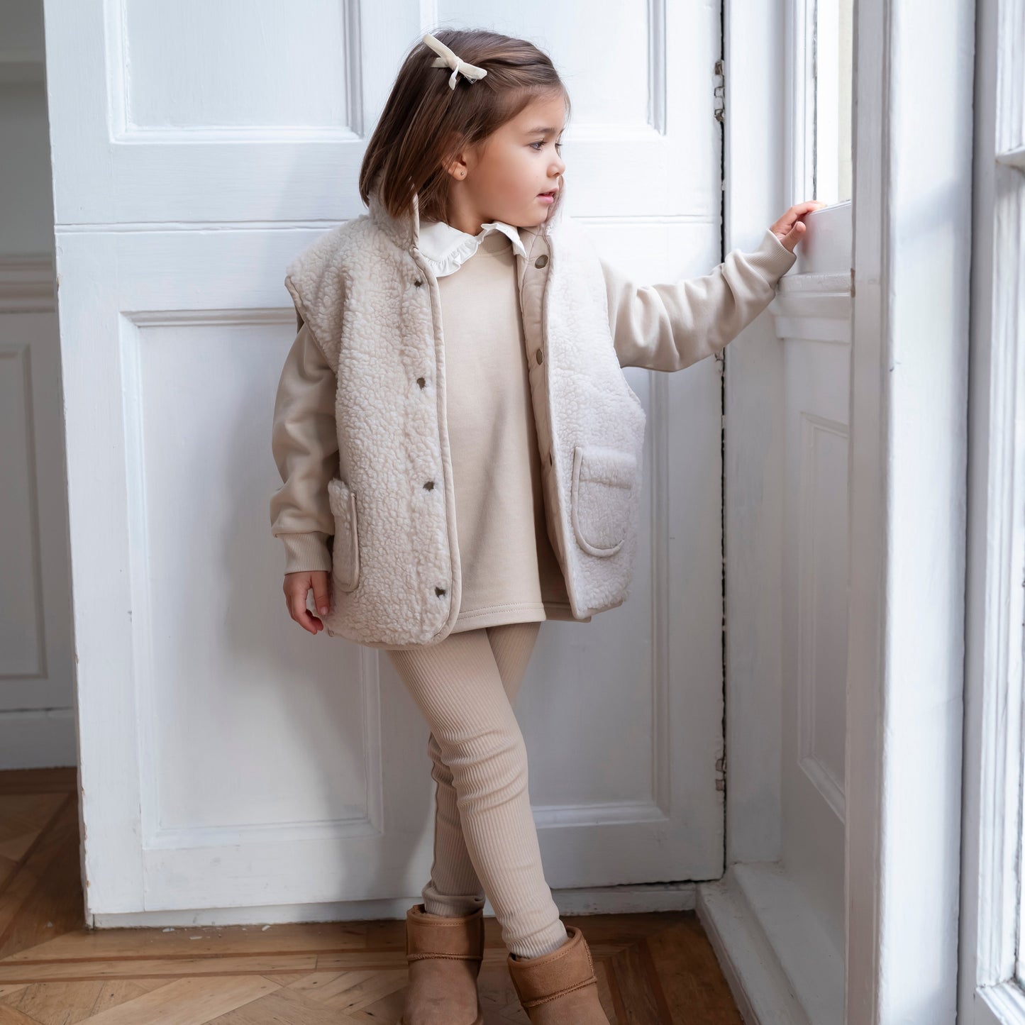Ribbed Leggings - Light Beige