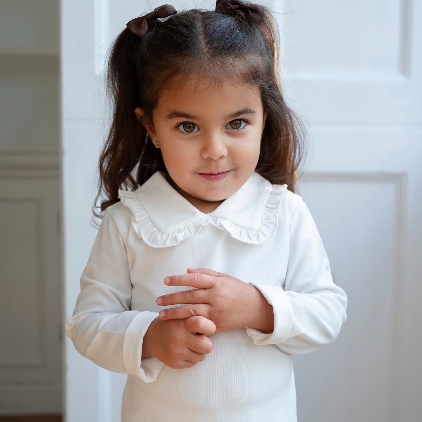 Cotton Frill Collar Top - Ivory