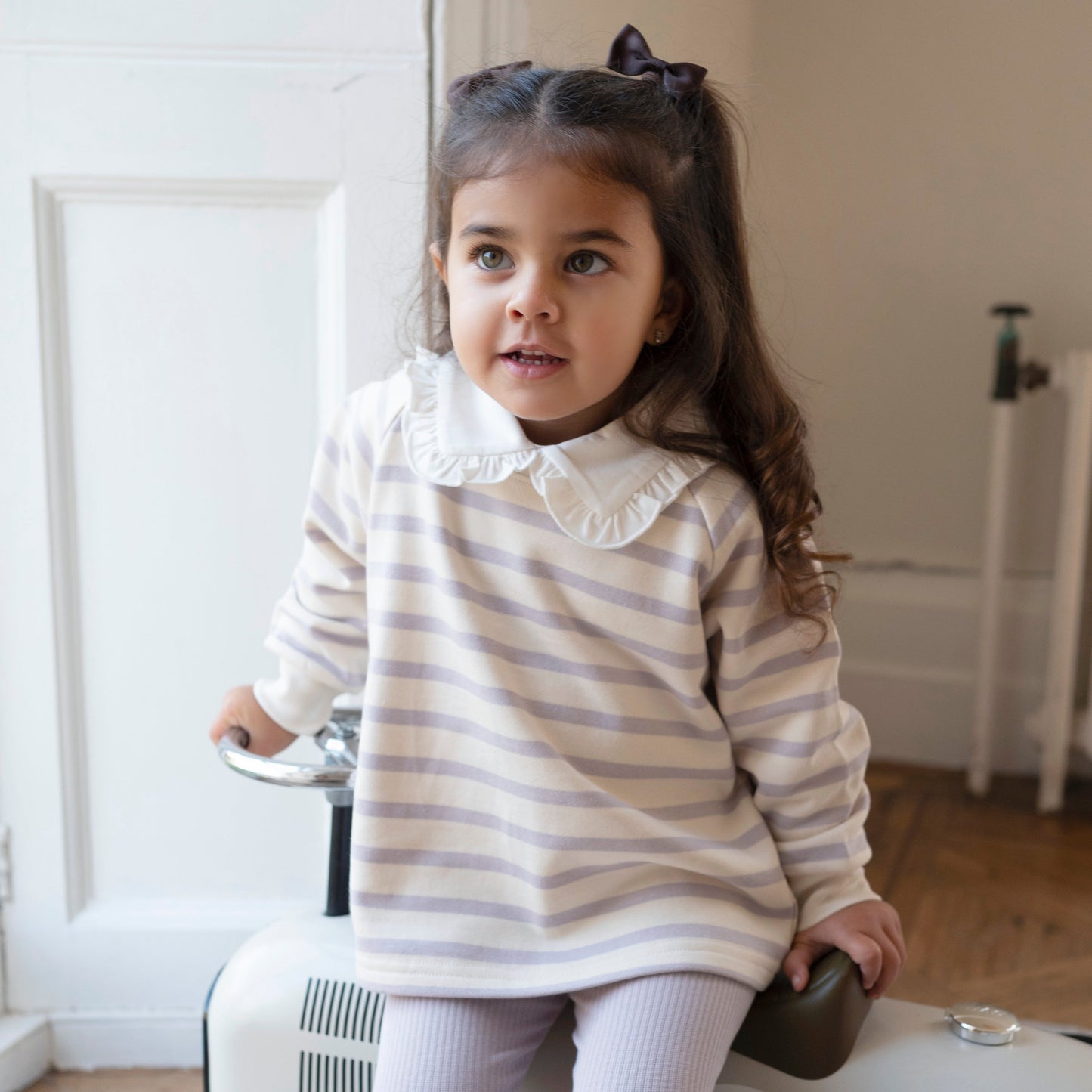 Cotton Sweatshirt - Lilac Stripe
